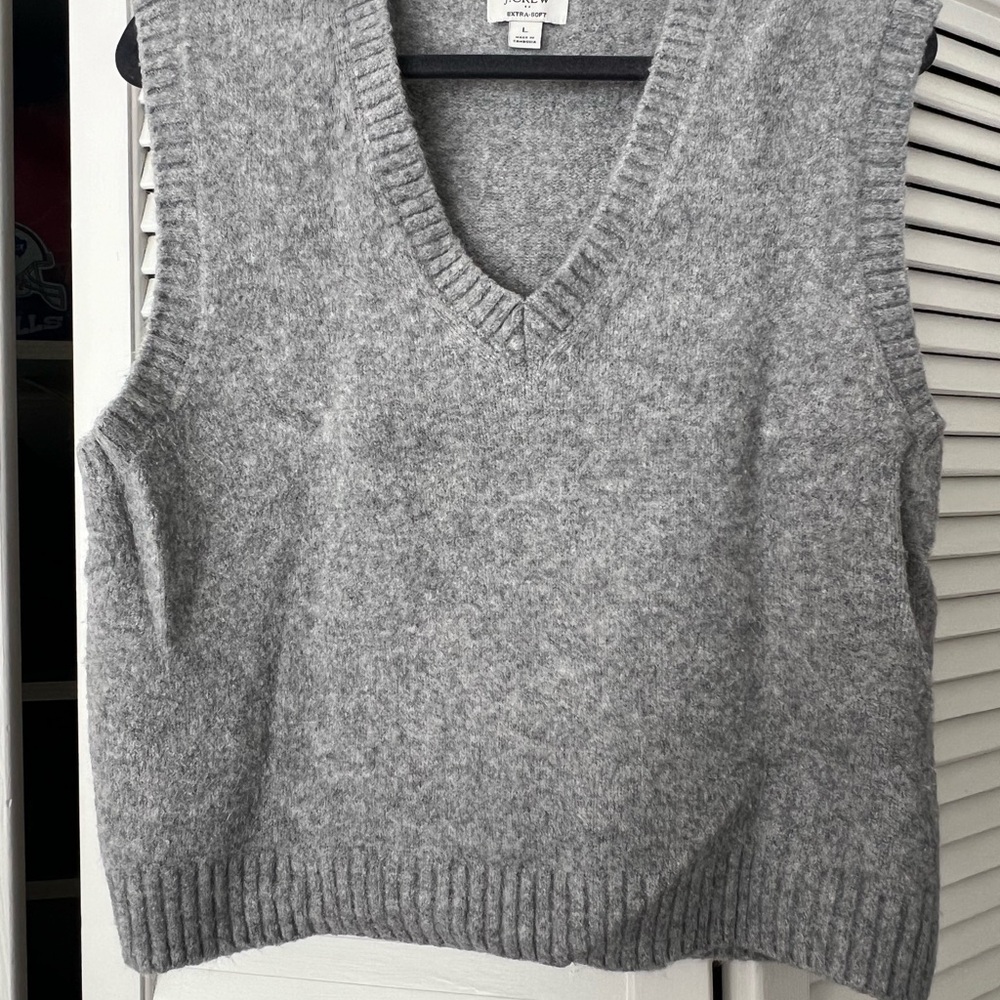 J. Crew Gray V-Neck Sweater Vest - Picture 2 of 4